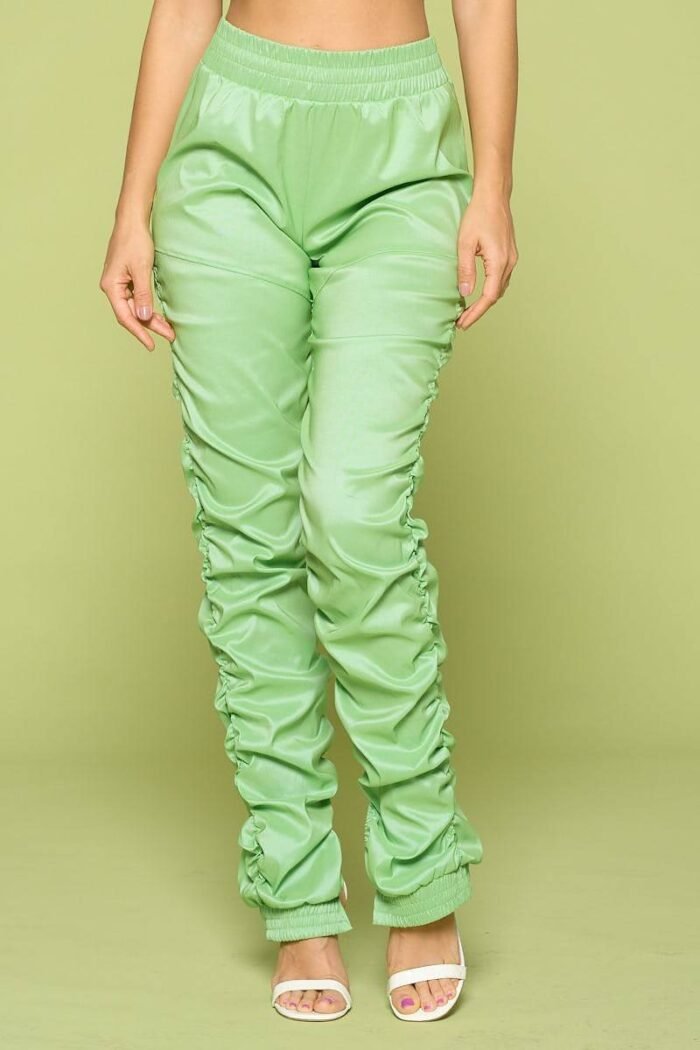 Leather pu ruched pants - image 1