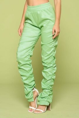 Leather Pu Ruched Pants Leather Pu Ruched Pants