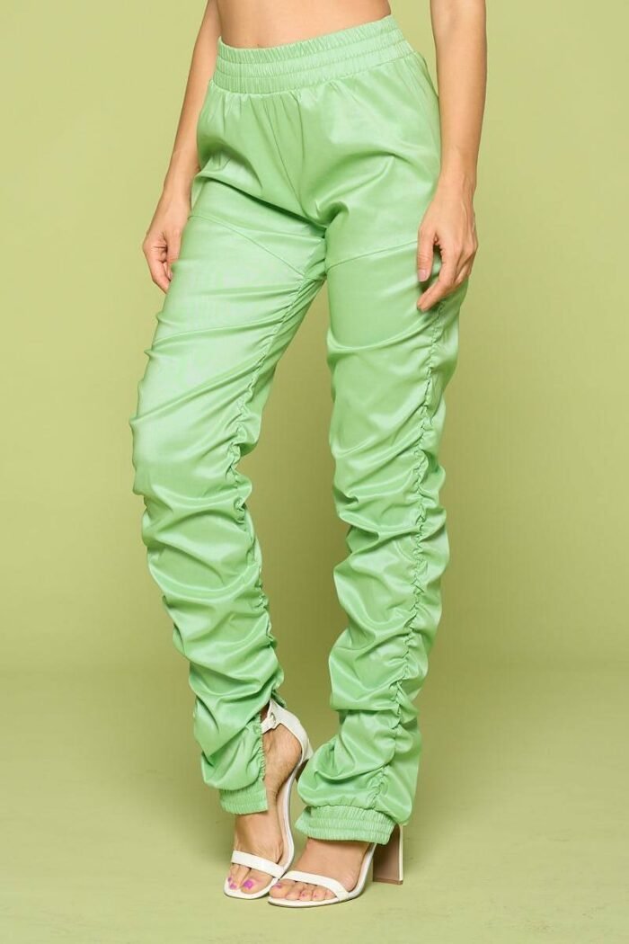 Leather pu ruched pants - image 4