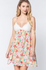 V-neck Floral Mini Dress
