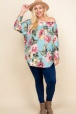 Plus Size Floral Printed Venezia One Shoulder Fashion Top - Image 2