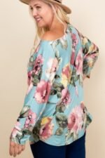 Plus Size Floral Printed Venezia One Shoulder Fashion Top - Image 6