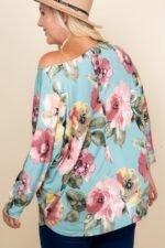 Plus Size Floral Printed Venezia One Shoulder Fashion Top - Image 7
