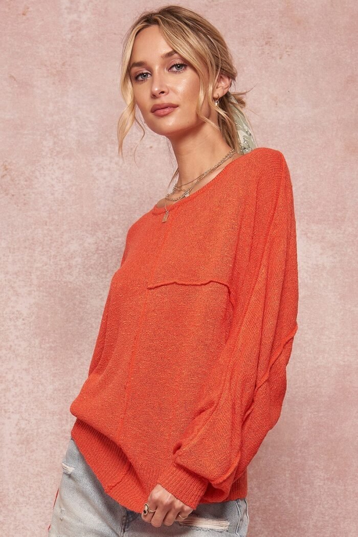 A solid knit sweater