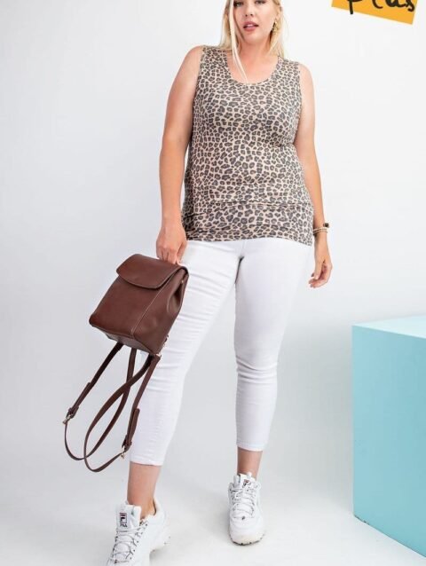 Rayon Rib Printed Knit Tank Top