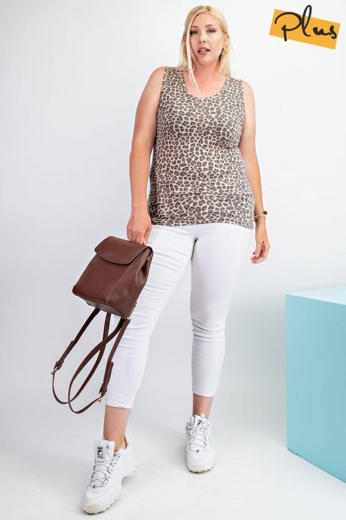 Rayon rib printed knit tank top - image 2