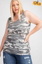 Women’s Rayon Rib Printed Knit Tank Top – Summer Casual