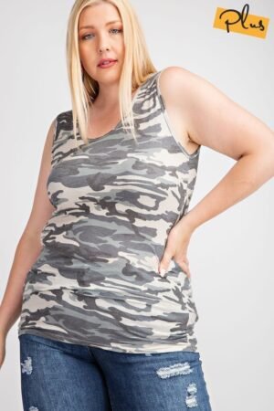 Women’s Rayon Rib Printed Knit Tank Top – Summer Casual