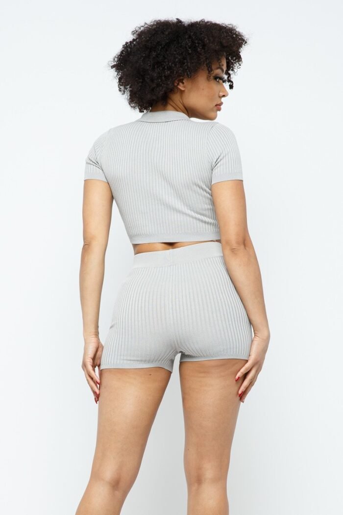 Collar crop top + shorts set - image 12