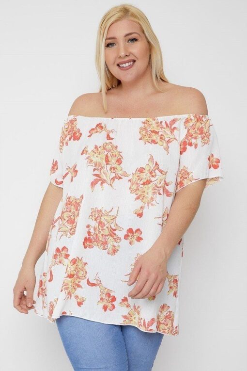 Floral Print Off The Shoulder Top - U.S.A Fashion - Image 2