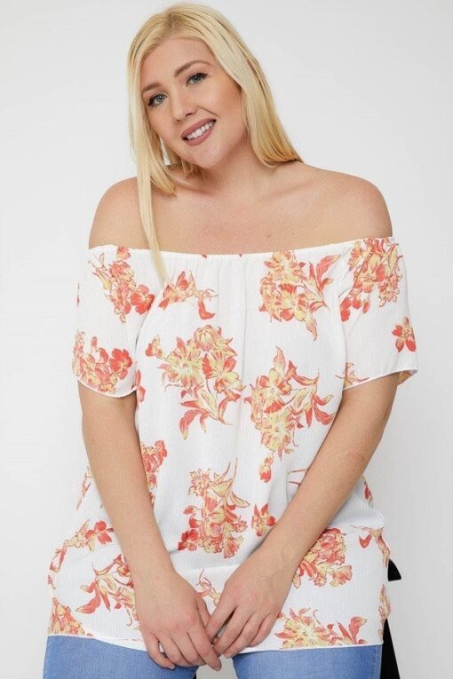 Floral Print Off The Shoulder Top - U.S.A Fashion - Image 3