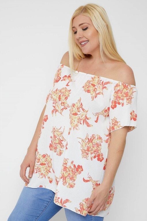 Floral Print Off The Shoulder Top - U.S.A Fashion - Image 4