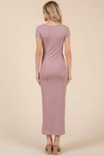 Square Scoop Neck Side Slit Maxi Dress - Image 4