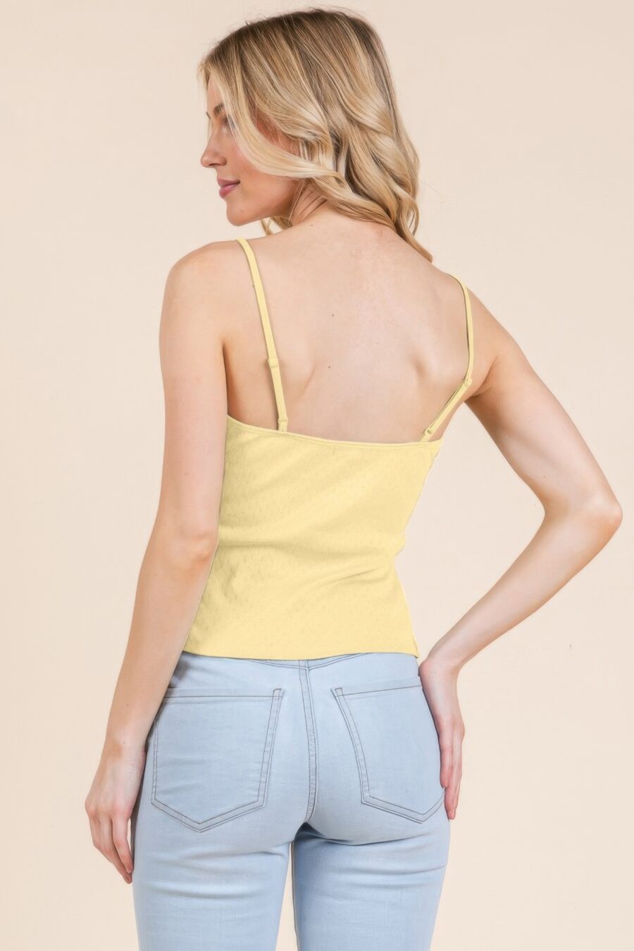 Pointelle w/lace detail cami top