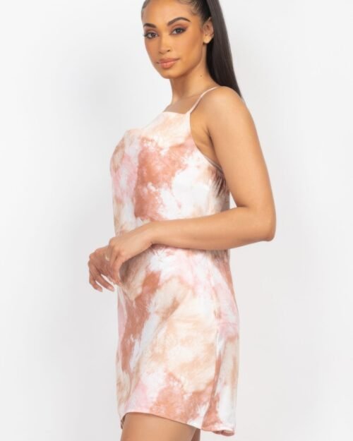 satin print cowl neck dress