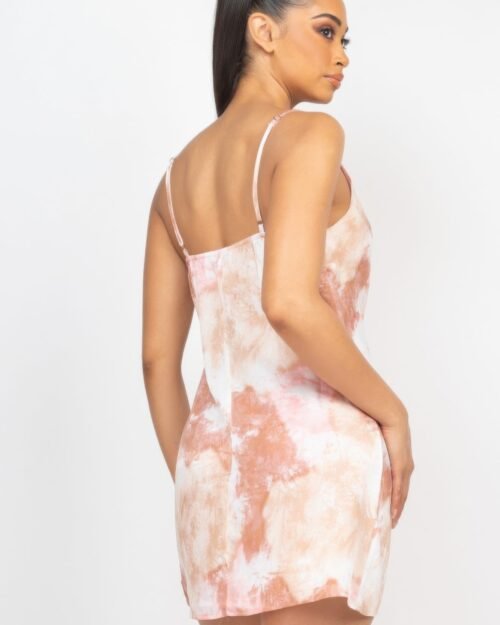 satin print cowl neck dress