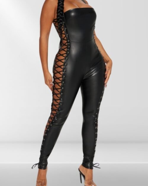 faux leather jumpsuit