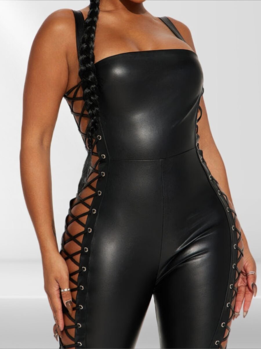 Faux leather jumpsuit