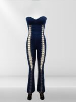 Lace Up Detail Denim Jumpsuit - Image 4