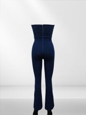 Lace Up Detail Denim Jumpsuit