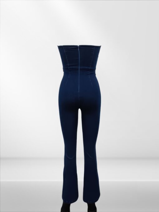 Lace Up Detail Denim Jumpsuit - Image 5