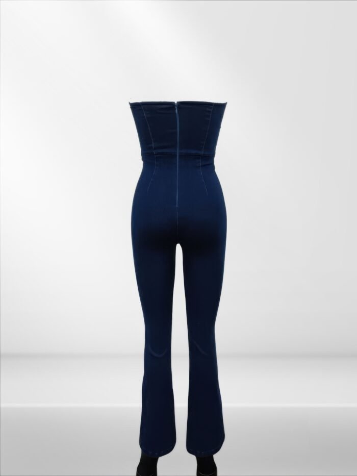 Lace up detail denim jumpsuit - image 5