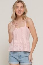 Flower Trim Detail Pointelle Spring Sweater - Image 11