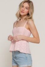 Flower Trim Detail Pointelle Spring Sweater - Image 13