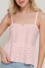 Flower Trim Detail Pointelle Spring Sweater - Image 14