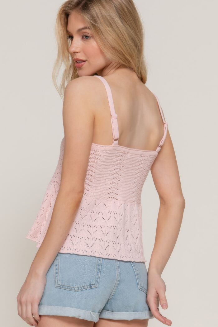Flower trim detail pointelle spring sweater - image 16