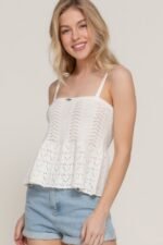 Flower Trim Detail Pointelle Spring Sweater - Image 8