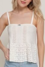 Flower Trim Detail Pointelle Spring Sweater - Image 9