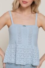 Flower Trim Detail Pointelle Spring Sweater - Image 4