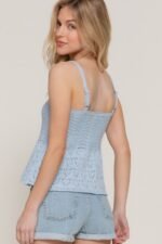 Flower Trim Detail Pointelle Spring Sweater - Image 5