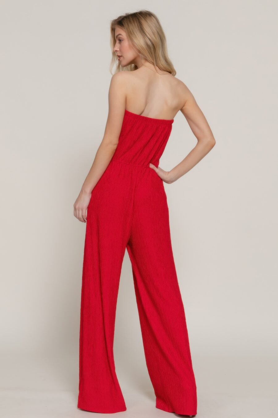 Crinkle knit tube jumpsuit