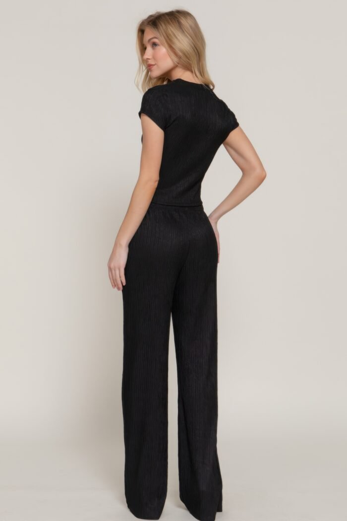 Short slv top & flare pants set - image 4