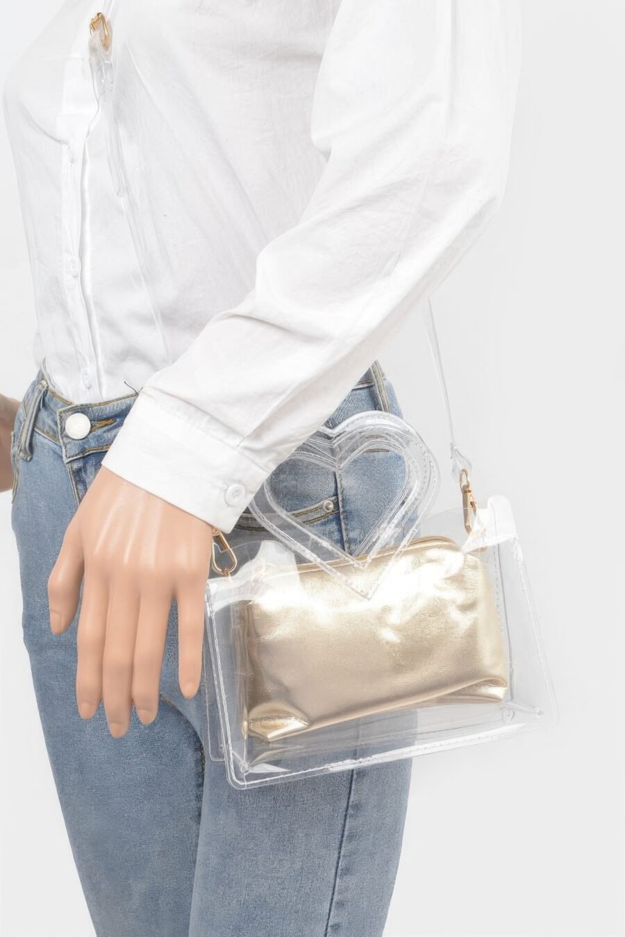 Transparent heart shape handle clutch w/pouch - image 2
