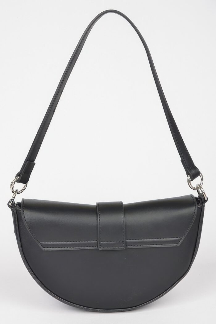 Faux leather buckle shoulder bag