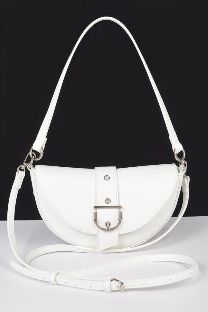 Faux leather buckle shoulder bag