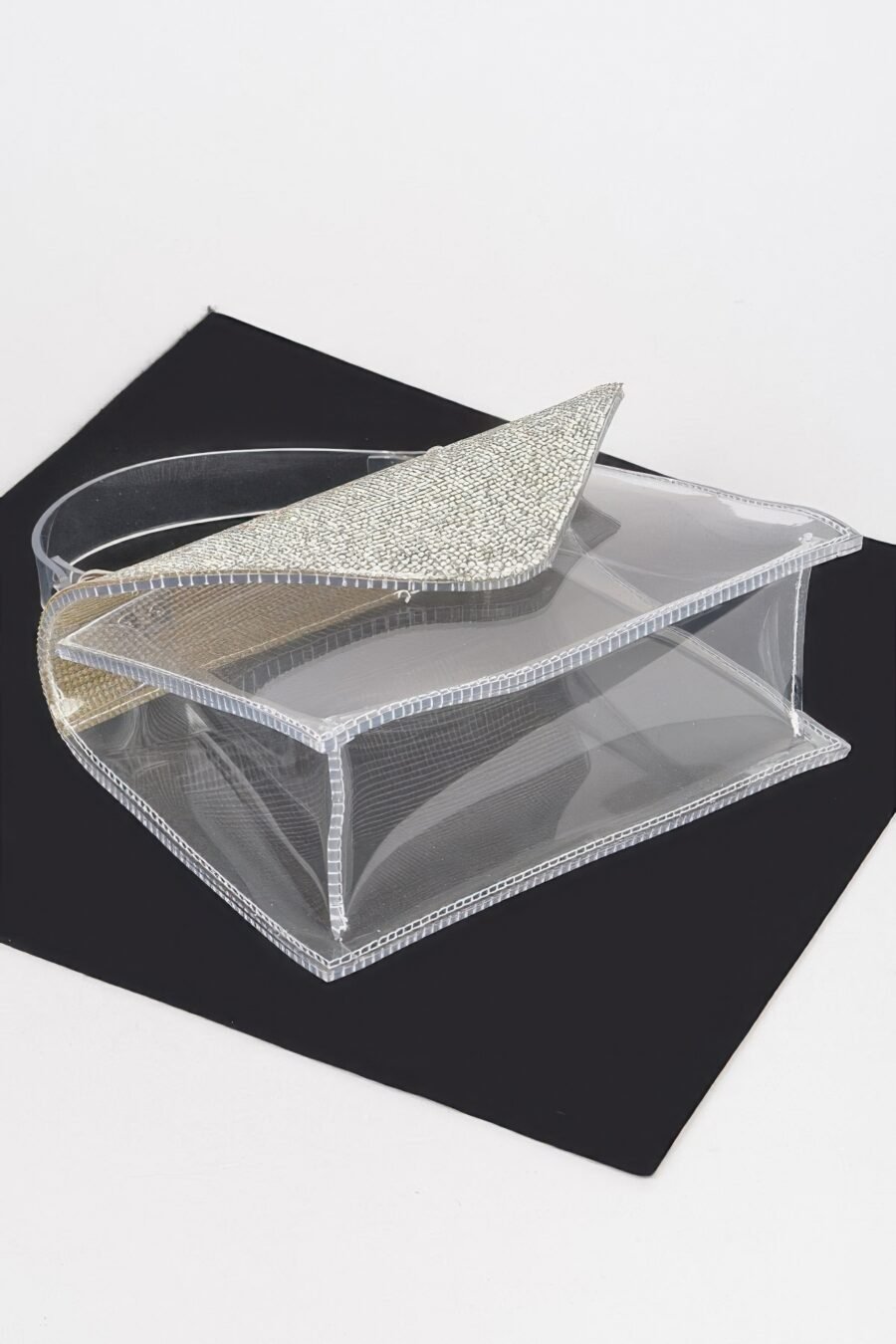 Transparent rhinestone top handle flap bag - image 4