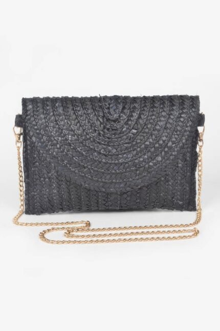 Straw Pom Pom Flap Bag