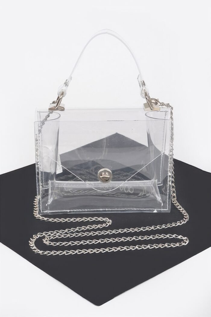 Clear pvc top handle crossbody bag