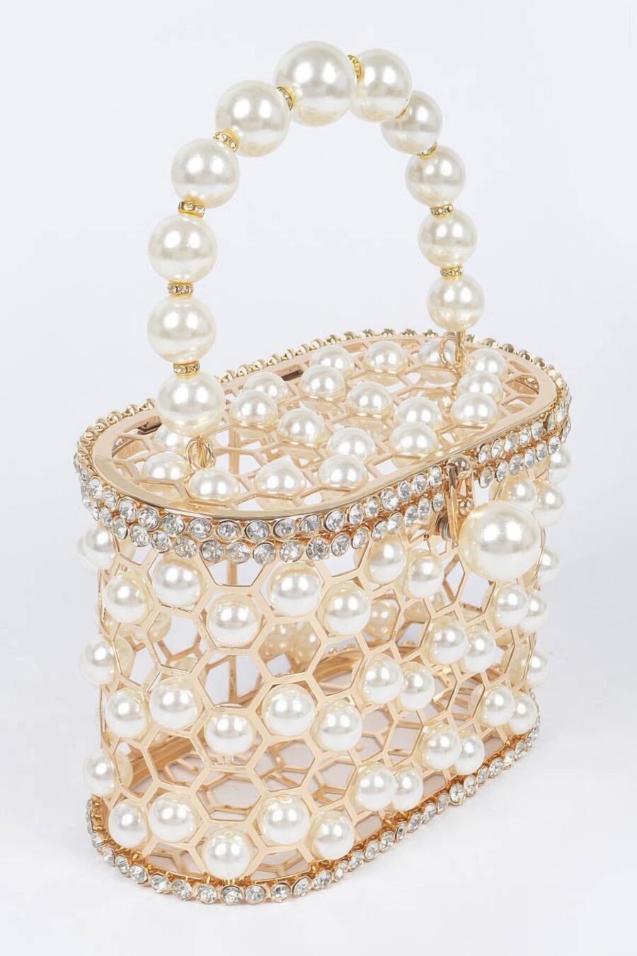 Faux pearl mesh party clutch - image 5