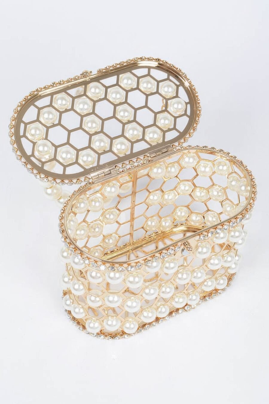 Faux pearl mesh party clutch - image 2