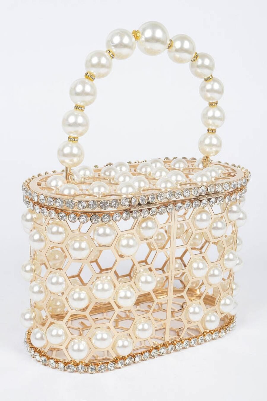Faux pearl mesh party clutch - image 3