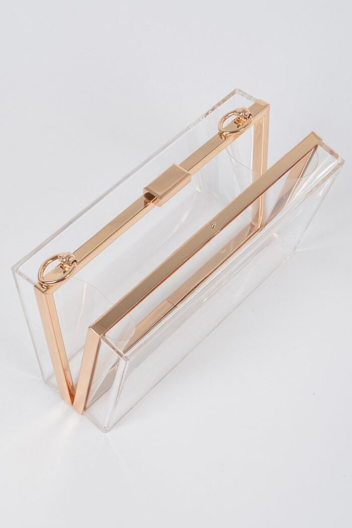 Pearl handle transparent frame clutch