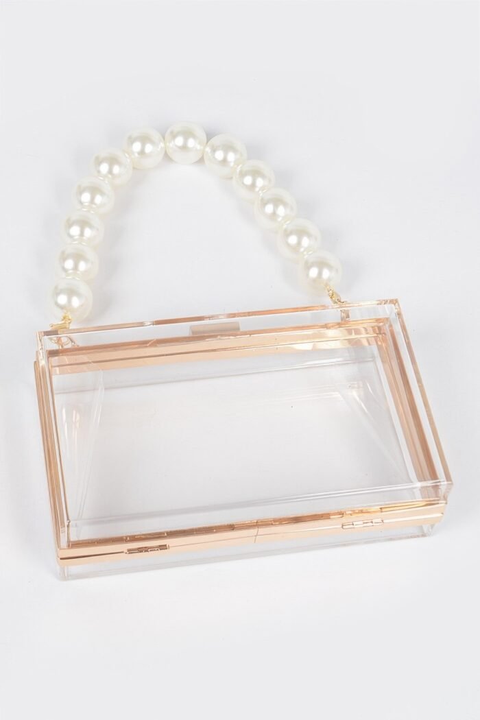 Pearl handle transparent frame clutch