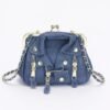 Faux Denim Leather Jacket Style Crossbody Bag