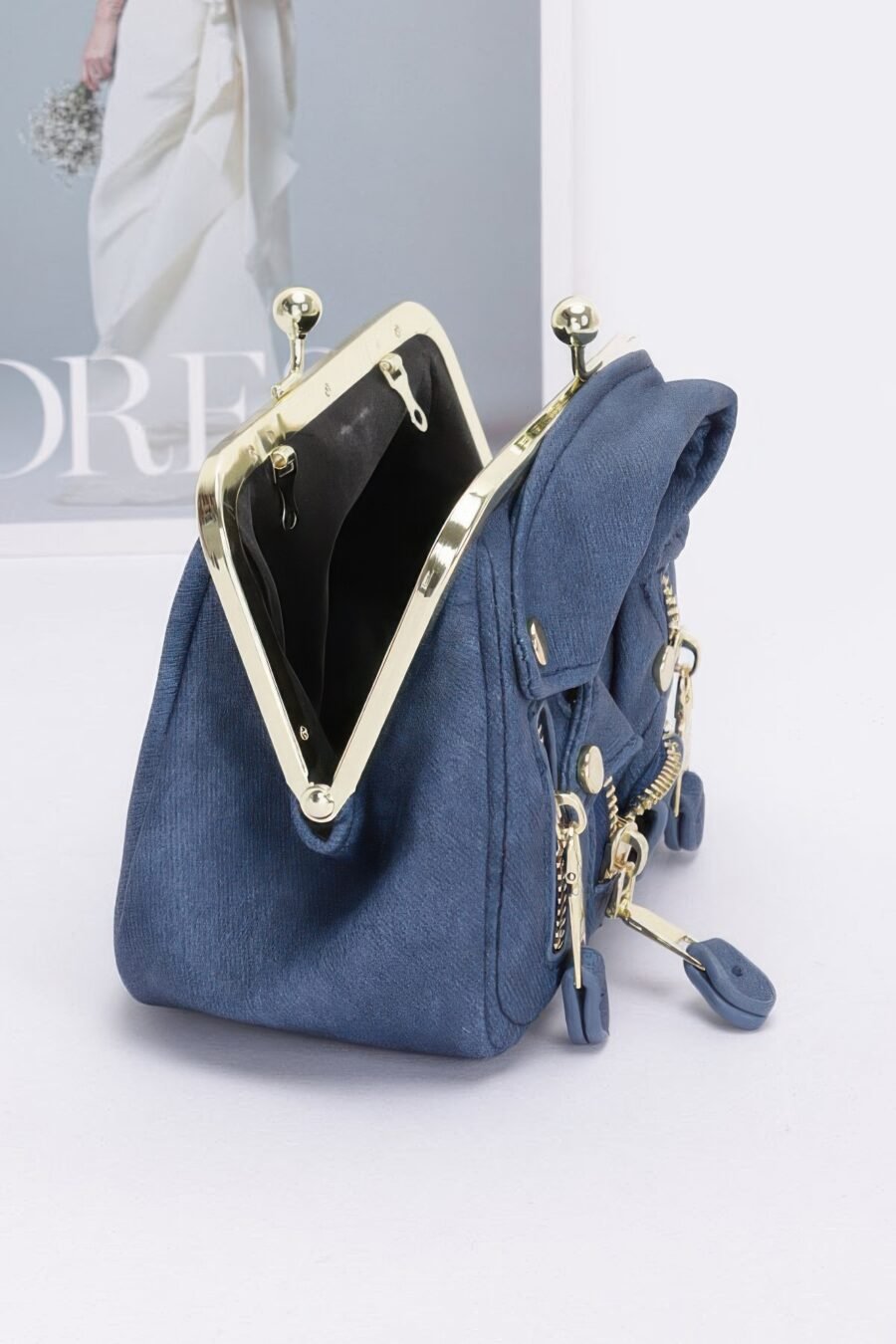 Faux denim leather jacket style crossbody bag - image 4