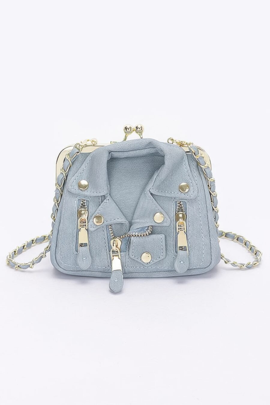 Faux denim leather jacket style crossbody bag - image 6